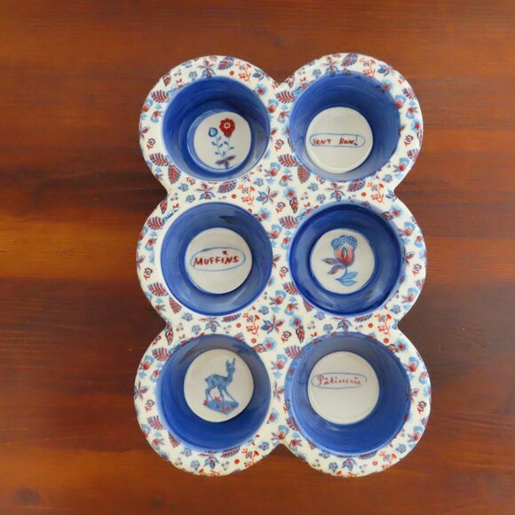 Anthropologie Nathalie Lete Collaboration Muffin 6 Cups Stoneware - Picture 1 of 9
